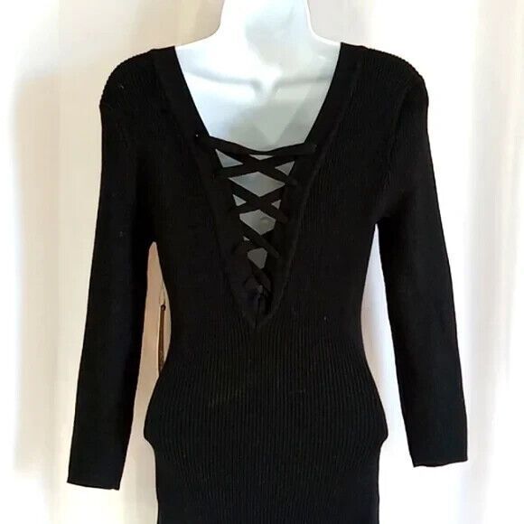 Almost Famous size large black stretchy sweater dress New - Picture 5 of 10